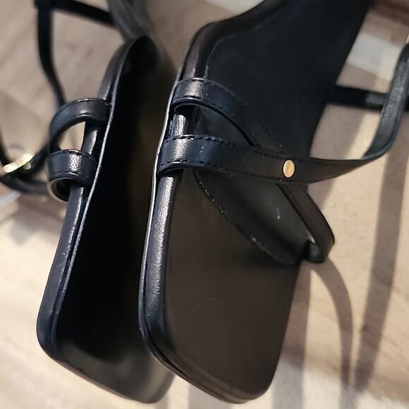 FRAME LE BRAXTON SANDAL SQUARE TOE ANKLE STRAP HEEL BLACK NOIR SIZE 40 - Picture 9 of 16